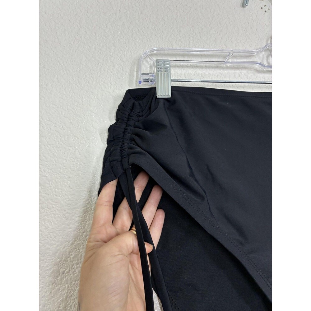 BCBG Paris Bikini Swim Bottom Womens XL Black High Waisted Ruched Side Ties - Picture 4 of 14
